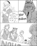  3girls breasts brother_and_sister brothers camilla_(fire_emblem_if) cleavage comic crown dl elise_(fire_emblem_if) english family_feud father_and_daughter father_and_son female_my_unit_(fire_emblem_if) fire_emblem fire_emblem_if frown garon_(fire_emblem_if) greyscale hairband leon_(fire_emblem_if) marks_(fire_emblem_if) medium_breasts monochrome multiple_boys multiple_girls my_unit_(fire_emblem_if) open_mouth pointy_ears shaded_face siblings sisters sweat 