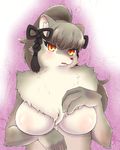  breasts character_request ferret furry grey_hair long_hair sengoku_bushouki_muramasa yellow_eyes 