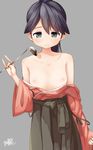  breasts houshou_(kancolle) japanese_clothes kantai_collection mille nipples no_bra open_shirt 