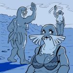  anthro big_breasts bra breasts clothing digital_media_(artwork) female group kissikat mammal marine nintendo nipples nude pinniped pok&eacute;mon pok&eacute;mon_(species) pussy sealeo smile standing thick_thighs underwear video_games voluptuous wide_hips 