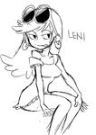  artist_request breasts female leni_loud monochrome nickelodeon sitting sketch solo the_loud_house white_background 