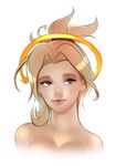  bad_id bad_tumblr_id blonde_hair blue_eyes breasts cleavage highres light_smile lips long_hair looking_at_viewer mechanical_halo medium_breasts mercy_(overwatch) overwatch simple_background solo superboin upper_body white_background 
