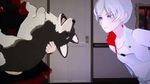  3d animated dog ruby_rose rwby weiss_schnee white_hair zwei_(rwby) 