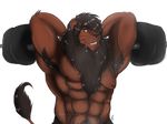  abs autumus biceps black_mane feline leviannporter lifting lion mammal muscular smile smug solo triceps weights 