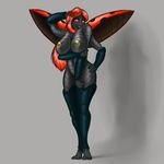  anthro arthropod big_breasts breasts female hair hi_res huge_breasts insect ladybug multi_limb nipples nude nukenugget open_mouth simple_background solo wings 