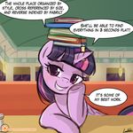  blush book diner english_text equine feathered_wings feathers female feral friendship_is_magic horn lumineko mammal my_little_pony nerd patreon purple_eyes purple_feathers smug solo text twilight_sparkle_(mlp) winged_unicorn wings 