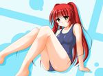  barefoot highres kakesu kousaka_tamaki one-piece_swimsuit red_hair school_swimsuit solo swimsuit to_heart_2 