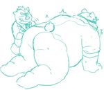  12beat13 all_fours anthro bear beat_you_(artist) big_butt blush boar bottomless butt clothed clothing male male/male mammal monochrome porcine rubbing simple_background white_background 