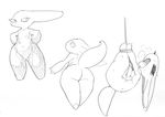  anthro black_and_white bound breath butt female lagomorph mammal monochrome o-den open_mouth rabbit rope slightly_chubby tears tongue tongue_out 