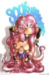  anal anal_penetration armpits beauty_mark big_breasts breasts cum cum_explosion cum_inside english_text eyes_closed female female/female goo hair hi_res human kamina1978 mammal messy nipples not_furry penetration piledriver_position pubes purple_hair sex spread_legs spreading tentacles text translucent_body 
