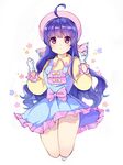  ahoge dress female flower gloves hat long_hair pink_eyes purple_hair solo stellarism vocaloid xin_hua 