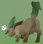  anus breasts cute eeveelution female feral fur green_background hi_res in_heat leaf leaf_ears leaf_tail leafeon looking_at_viewer nintendo pok&eacute;mon presenting pussy pussy_juice radial side_boob simple_background solo tan_fur video_games 