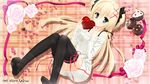  blonde_hair female flower green_eyes heart highres kobuichi long_hair original thighhighs valentine 