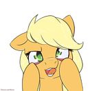  2016 alasou alpha_channel applejack_(mlp) blonde_hair earth_pony equine eyelashes female feral freckles friendship_is_magic green_eyes hair horse looking_at_viewer mammal my_little_pony pony silly_face simple_background solo transparent_background 
