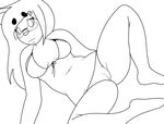  anthro big_eyebrows bikini camel_toe clothing embarrassed eyewear female fur glasses hair long_hair mammal mcfly0crash monochrome simple_background solo spread_legs spreading swimsuit white_background 