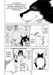  alcohol beer beverage blood boar canine clothed clothing comic dialogue digital_media_(artwork) food inose kumagaya_shin kuro_(kumagaya_shin) male male/male mammal monochrome nosebleed penis porcine pubes reversible wolf 