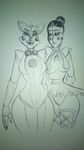  animatronic anthro ariellesweetsugar ballerina ballora_(fnaf) big_breasts bow_tie breasts canine duo eyes_closed female five_nights_at_freddy&#039;s five_nights_at_freddy&#039;s_sister_location fox funtime_foxy_(fnaf) humanoid looking_at_viewer machine mammal monochrome robot smile the_sister_location traditional_media_(artwork) tutu video_games 