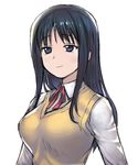  a1 blue_hair breasts commentary_request kurusugawa_ayaka long_hair school_uniform solo sweater_vest to_heart 