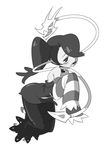  monochrome simple_background skullgirls solo squigly_(skullgirls) 