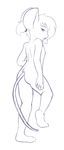  alternate_version_available anthro buckteeth butt condom condom_in_mouth hi_res jonah_(vulapa) line_art looking_at_viewer male mammal monochrome mouse nipples nude ponytail rear_view rodent seductive sketch solo step_pose teeth vulapa 