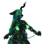  2016 alpha_channel anthro anthrofied bedroom_eyes big_breasts bikini breasts changeling clothing fangs female friendship_is_magic green_eyes green_hair hair half-closed_eyes hi_res horn kronilix long_hair looking_at_viewer my_little_pony navel open_mouth queen_chrysalis_(mlp) seductive simple_background sling_bikini solo swimsuit tongue transparent_background 