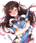  breast_hold d.va no_bra overwatch tagme torn_clothes 