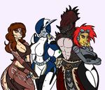  alien armor beyra_kusovia breasts canine clothing coyle female group halo_(series) horn jackal kig-yar lightsaber lizard lizardman male mammal mass_effect melee_weapon nintendo nipples reptile sangheili scalie soul_calibur star_wars takloree teeth video_games vonna vulkin_zephoore weapon 