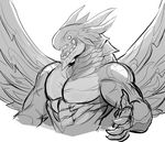  acnologia anthro biceps big_muscles dragon fairy_tail furikake male markings monochrome muscular muscular_male open_mouth pecs reptile scales scalie solo teeth tongue western_dragon wings 