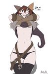  2016 animal_humanoid arbuzbudesh armwear belt blush breasts brown_eyes brown_hair cat_humanoid clothed clothing english_text feline female fur hair human humanoid legwear mammal nathy_(arbuzbudesh) navel panties simple_background smile solo stockings text thigh_highs underwear undressing white_background 