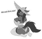  2016 anthro areola breasts clothing double_entendre_(character) equine fan_character female greyscale hat horse jrvanesbroek kneeling mammal monochrome my_little_pony nipples panties pony solo underwear 