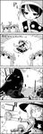  0_0 2girls 4koma apron arms_up black_dress blob bow clone closed_eyes comic commentary crescent crescent_hair_ornament doremy_sweet dream_soul dress greyscale hair_ornament hat hat_bow highres jitome kirisame_marisa mini-hakkero mob_cap monochrome multiple_girls nightcap o_o open_mouth patchouli_knowledge pom_pom_(clothes) shaded_face smile sparkle star statue surprised sweat tail tani_takeshi tapir tapir_tail tears touhou translated waist_apron white_dress witch_hat yukkuri_shiteitte_ne 