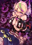  1girl absurdres bare_shoulders blonde_hair breasts censored cleavage corruption covered_nipples dark_persona elbow_gloves gene_(pso2) gloves hair_between_eyes heart heart-shaped_pupils hetero highres large_breasts long_hair miyashiro_ryuutarou multicolored_hair penis phantasy_star phantasy_star_online_2 purple_eyes symbol-shaped_pupils tattoo thighhighs twintails 