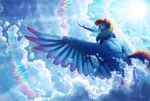 2016 cloud equine female flying friendship_is_magic hair mammal multicolored_hair my_little_pony outside pegasus purple_eyes rainbow_dash_(mlp) sky solo sun turnipberry wings 