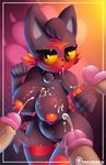  anthro big_breasts black_fur breasts collar cum cum_drip cum_in_mouth cum_inside cum_on_breasts disembodied_penis don_ko dripping erect_nipples erection female fur litten male male/female messy nintendo nipples nude penis pok&eacute;mon pose pussy red_fur solo video_games voluptuous 