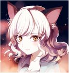  animal_ears black_hanekawa blush cat_ears curly_hair hanekawa_tsubasa looking_at_viewer maruino monogatari_(series) short_hair smile solo white_hair 