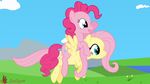  blue_eyes cutie_mark donparpan_(artist) duo earth_pony equine feathered_wings feathers female feral fluttershy_(mlp) friendship_is_magic fur hair horse long_hair mammal my_little_pony outside pegasus pink_hair pinkie_pie_(mlp) pony wings yellow_fur 