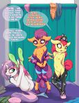  2016 absurd_res anthro anthrofied anus apple_bloom_(mlp) areola butt clothed clothing cutie_mark_crusaders_(mlp) dialogue earth_pony english_text equine fearingfun female friendship_is_magic fur green_eyes group hair hi_res horse inside legs_up long_hair mammal multicolored_hair my_little_pony navel nipples orange_fur pegasus pony purple_hair pussy red_hair scootaloo_(mlp) standing sweetie_belle_(mlp) text two_tone_hair white_fur wings yellow_fur young 