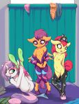 2016 absurd_res anthro anthrofied anus apple_bloom_(mlp) areola butt clothed clothing cutie_mark_crusaders_(mlp) earth_pony equine fearingfun female friendship_is_magic fur green_eyes group hair hi_res horse inside legs_up long_hair mammal multicolored_hair my_little_pony navel nipples orange_fur pegasus pony purple_hair pussy red_hair scootaloo_(mlp) standing sweetie_belle_(mlp) two_tone_hair white_fur wings yellow_fur young 