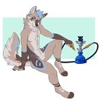  anthro canine demicoeur drugs featureless_crotch half-closed_eyes looking_at_viewer male mammal nude simple_background smile solo wolf 