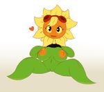  &lt;3 big_breasts blush breasts clothed clothing clothing_lift elfdrago eyelashes eyewear female flora_fauna flower freckles goggles nipples open_mouth plant plants_vs_zombies pussy shirt shirt_lift simple_background solar_flare_(plants_vs_zombies) solo sunflower white_background 
