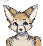  2013 anthro blue_eyes bust_portrait canine cute fangs fennec fox fur hutchyy icon male mammal nude portrait simple_background smile solo tan_fur tongue tongue_out white_background white_fur 