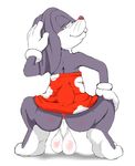  anthro anus balls bugs_bunny butt clothed clothing crossdressing girly lagomorph long_ears looking_back looney_tunes male mammal pose rabbit redemption3445 solo warner_brothers 