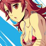  :o ahoge bikini breasts cleavage enoo long_hair lowres micro_bikini oekaki open_mouth red_eyes red_hair solo swimsuit upper_body weisheit_(wild_arms) wild_arms wild_arms_xf 