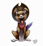  2016 brown_fur canine cowboy_hat dog equine female feral friendship_is_magic fur hair hat looking_at_viewer mammal my_little_pony open_mouth scarf simple_background solo tongue tongue_out tsitra360 white_background winona_(mlp) 