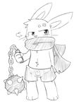  angry clothing lagomorph mace mammal melee_weapon oob rabbit scarf shorts simple_background weapon 