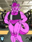  amanda_tender bootomless_shirt breasts clothing dragon female fitness gym muscular partner pose scalie sr71beta 