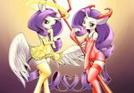  2016 blue_eyes blush clothed clothing conbudou cutie_mark dress duo equine fangs feathered_wings feathers female feral friendship_is_magic hair halo hi_res horn legwear long_hair looking_at_viewer mammal my_little_pony navel panties purple_hair rarity_(mlp) smile thigh_highs tongue tongue_out translucent transparent_clothing underwear unicorn winged_unicorn wings 