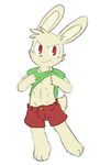  clothed clothing clothing_lift lagomorph male mammal muscular oob rabbit red_eyes shirt shirt_lift shorts simple_background solo 