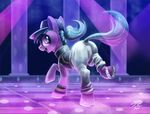  2016 azure_velour_(mlp) clothed clothing earth_pony equine female feral friendship_is_magic hair hat horse inside looking_at_viewer looking_back mammal my_little_pony pony rave smile solo tsitra360 