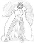  2016 anthro big_breasts big_tail breasts choker claws cleavage clothed clothing dress eyewear female fluffy fluffy_tail glasses haley_maruti high_heels huge_breasts legwear looking_at_viewer mammal monochrome nipple_bulge pendant rodent simple_background skimpy solo squirrel standing stockings stole thigh_highs toe_claws wolfkidd 